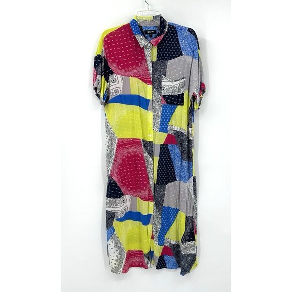 DKNY shirt dress midi colorful M - Picture 2 of 9